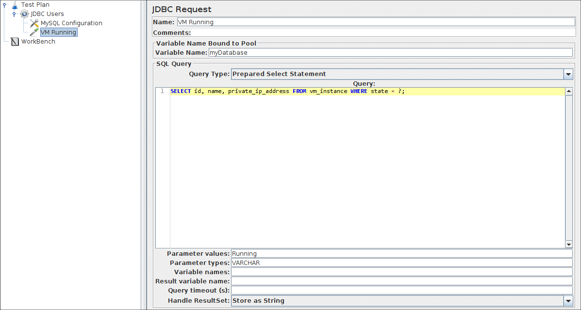 
Abbildung 6.5.  JDBC-Request für den ersten SQL-Request