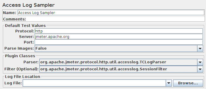 Screenshot für das Control-Panel von Access Log Sampler