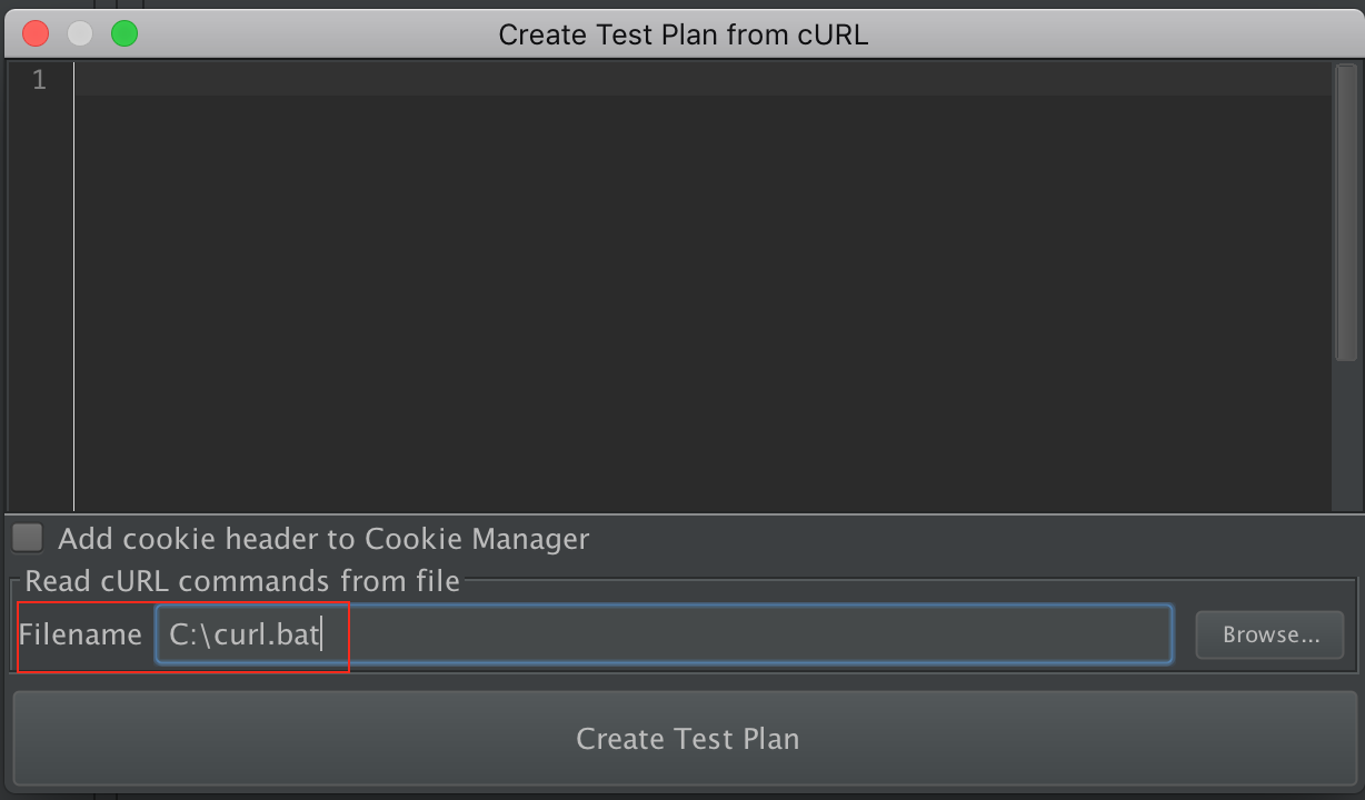 Abbildung 2.2 – Curl-Befehl aus Datei eingeben