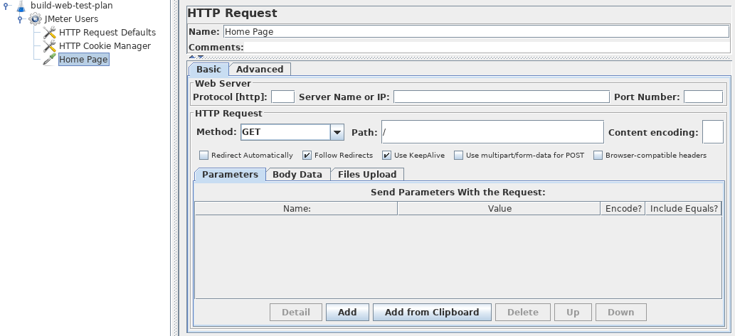 
Abbildung 4.6.  HTTP-Anforderung für die JMeter-Startseite