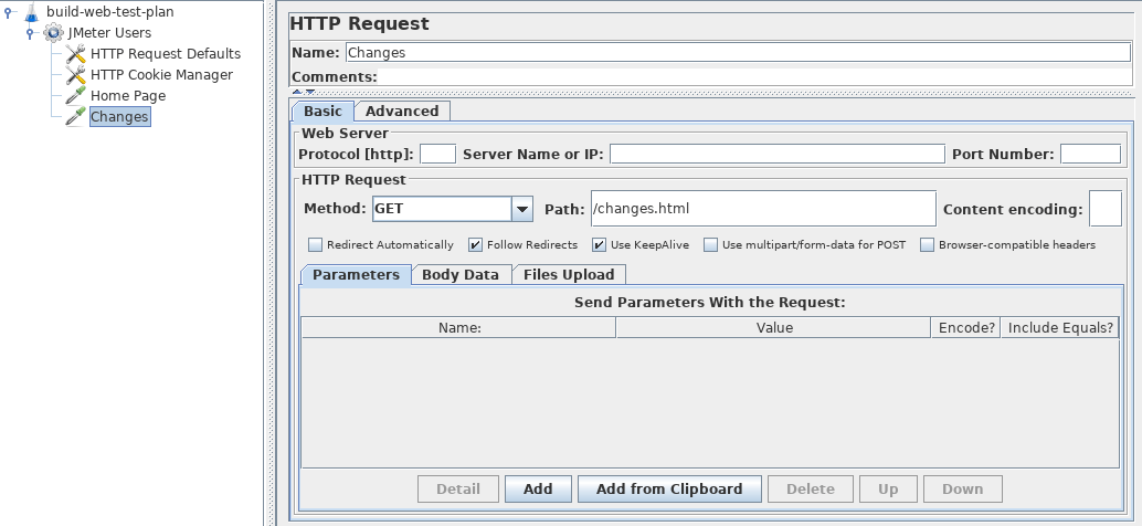 
Abbildung 4.7.  HTTP-Anforderung für JMeter-Änderungsseite