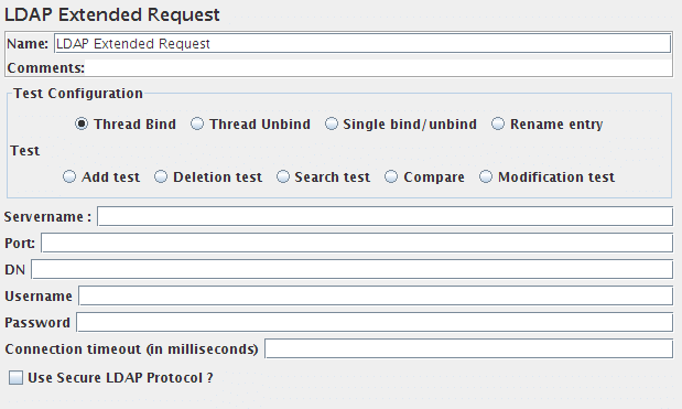 Screenshot für das Control-Panel von LDAP Extended Request