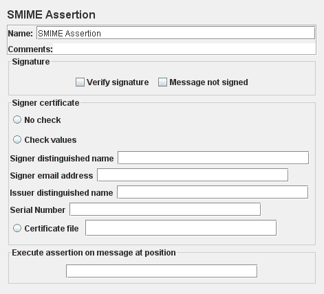 Screenshot für das Control-Panel von SMIME Assertion