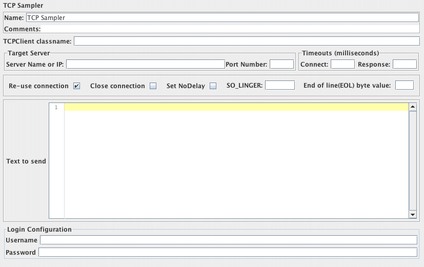 Screenshot für das Control-Panel von TCP Sampler