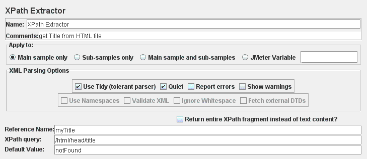 Screenshot für das Control-Panel von XPath Extractor